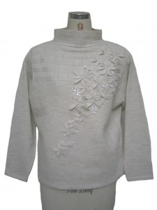 White Hand Embroidery Sequin Sweater Knits factory