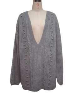 Long Grey Cable Sweater Knit