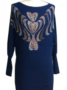 Beaded Sweater factory Knits Blue Dress