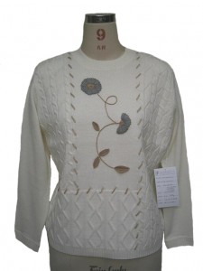 White Hand Embroidery Sweater factory Knits